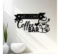 1 pezzo Decorazione da parete in metallo stile vintage per bar del caffè - Disegno di chicchi di caffè e tazza di vapore in ferro, decorazione per patio esterno e caffetteria, regalo di Natale, arte a