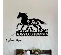 1 pezzo Decorazione da parete personalizzata a forma di cavallo, nome personalizzabile - Placca decorativa in ferro, adatta per soggiorno, ingresso o studio - Idea regalo unica, regalo per la festa de
