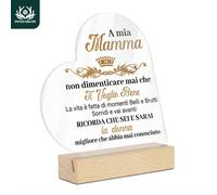 1 pezzo Decorazione da tavolo a forma di cuore in acrilico su base in legno, con il messaggio "A mia madre, non dimenticare mai che ti amo. La vita è fatta di momenti buoni e cattivi", decorazione da 