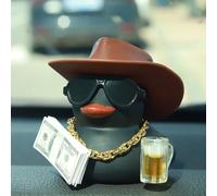 1 pezzo Decorazione per auto con simpatico design a papera da birra, statuetta retrò nera di papera cool, piccola scultura da collezione, adatta per decorare cruscotto di auto/moto/bicicletta | Access