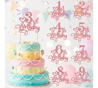 1 pezzo Decorazione per torta con numeri glitterati, adatta per bambini da 1 a 10 anni, decorazione per feste di compleanno, adatta per festa di nascità, decorazione per torte di compleanno Stile tre,