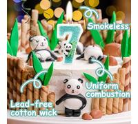 1 pezzo Decorazione per torta di compleanno con numero (0-9), candela, panda, bambù, tema di animali della giungla per feste di compleanno di bambini, ragazzi, ragazze, laurea, matrimonio Numero 0,Num