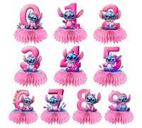 1 pezzo Decorazioni a nido d'ape con numeri da 0 a 9 della serie rosa a tema Stitch Disney, disponibili per la selezione, decorazioni per feste di compleanno, decorazioni per la stanza della festa di