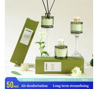 1 pezzo, Deodorante per ambienti da 50ml con 5 bastoncini profumati, adatto per deodorare il bagno, profumare la camera da letto, decorazione della casa, in bottiglia di vetro, forma rettangolare, sen