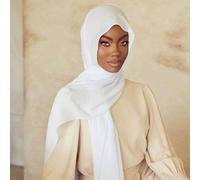 1 pezzo di accessori per abaya, sciarpa di chiffon di colore solido con perle di finta perla, morbida per le donne, con diversi modi di indossare, adatta per l'uso quotidiano come fascia per capelli, 