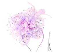 1 Pezzo Di Accessori Per Capelli, Fascia Da 1 Parte E 1 Pezzo Di Clip Per Capelli, Fascia Per La Testa, Copertina Per La Testa, Copricapo Viola, Party -Dance -Head Cover, Cappello Da Sposa.