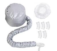 1 pezzo di accessorio per asciugacapelli con cappuccio a cofano e cinque tappi da bagno trasparenti, cofano per asciugare i capelli estensibile, vaporizzatore per capelli condizionamento profondo.