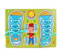 1 pezzo di allacciatura per scarpe in legno blu per bambini che imparano ad allacciarsi le scarpe, puzzle educativo con mollette per esercitarsi nelle abilità motorie fini per bambini dai 3 anni
