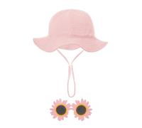 1 Pezzo Di Bambino Cappello Da Sole, 1 Paio Di Occhiali Da Sole, Carino Protezione Solare Pescatore Cappello, Creativo A Forma Di Fiore Occhiali, Adatto Per Le Attività All'Aria Aperta (Rosa).