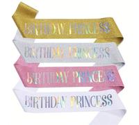 1 Pezzo di Banda/Fascia Glitterata Dorata per Spalla per Cerimonia di Compleanno di Ragazze, "Buon Compleanno, Mia Principessa" Cintura di Vita alla Moda, Carina e Bellissima, adatta anche per Natale 