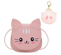 1 Pezzo Di Borsa Testa Di Gatto E 1 Pezzo Di Portachiavi Testa Di Gatto, Borsa Messenger A Forma Di Gattino Carino, Accessori Borsa A Tracolla Per Bambini Alla Moda.