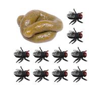 1 Pezzo Di Cacca Simulata, 10 Pezzi Di Mosche Simulate, Cacca Di Scherzo, Giocattolo Di Cacca Ingannevole, Cacca Realistica, Oggetti Di Scena Di Cacca Di Scherzo Per Bambini