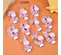 1 pezzo di candelina con numeri da 0 a 9, di colore rosa con paillettes glitter, adatta per decorare torte di compleanni, feste di anniversario, matrimoni, realizzata artigianalmente, ideale come rega