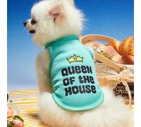 1 pezzo di Canottiera estiva fresca, confortevole e traspirante con stampa della corona verde menta e lettere "Queen of the House" con gatti e cani, adatta per le vacanze L,M,S,XL,XS,XXL,XXS,XXXL,XXXX