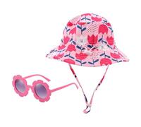 1 Pezzo Di Cappello A Fiori Per Bambini E 1 Pezzo Di Occhiali Da Sole Per Bambini, Cappello A Secchiello Con Protezione Solare, Simpatico Cappello A Secchiello Stampato, Accessori Per Esterni