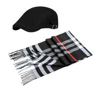 1 Pezzo Di Cappello Da Uomo E 1 Pezzo Di Sciarpa A Quadri, Berretto Retrò, Stile Alla Moda E Semplice, Sciarpa Calda, Accessori Di Abbigliamento