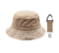 1 Pezzo Di Cappello Kaki E 1 Clip Per Cappuccio, Cappello Da Sole In Cotone Denim Lavato, Accessori Moda Casual, Adatto Per L'Uso Quotidiano.
