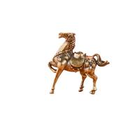 1 pezzo di cavallo da guerra in ottone, piccolo ornamento, decorazione per la casa e il desktop, retrò, in puro rame, artigianato, statuette in rame, appassionati da collezionare