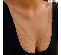 1 pezzo di cintura a catena dorata per la pancia, reggiseno in metallo alla moda, cintura a catena per la vita, catena per la vita multistrato dorata, catene per il corpo da donna, gioielli eleganti