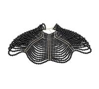 1 Pezzo di Collana con Catena di Perle da Donna, Regolabile, con Reggiseno, for Spalle e Spalle Scoperte(Black)