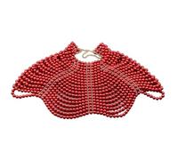 1 Pezzo di Collana con Catena di Perle da Donna, Regolabile, con Reggiseno, for Spalle e Spalle Scoperte(Red)