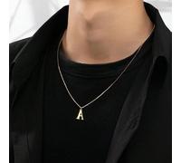 1 Pezzo Di Collana Con Ciondolo Con Alfabeto Geometrico Classico Alla Moda, Accessorio Per Feste Da Uomo Hip-hop Metallico L,M,S,H,A,T,O,X,B,C,D,E,F,G,I,J,K,N,P,Q,R,U,V,W,Y,ZLega di ferro