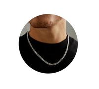 1 pezzo di collana da uomo da 5 mm, collana da uomo a catena cubana in acciaio inox, forte e resistente, non sbiadisce, gioielli da uomo.