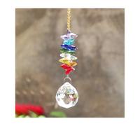 1 pezzo di cristallo arcobaleno con sfera di prisma, perlina di chakra, ciondolo appeso, decorazione for la casa