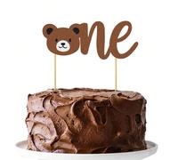1 pezzo di decorazione per torta con orsetto glitterato "ONE" per festa di primo compleanno/primo mese a tema bosco Tagli Unica,Oro Uno Piccolo O,Blu Uno Piccolo O,Golden One Big O,Orso rotondo uno,Nu
