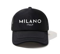 1 Pezzo di Design Unisex Semi Mesh con Cappello da Sole per Sport all'Aria Aperta Ricamato Milano Italy, Adatto da Indossare per Uomini e Donne