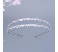 1 pezzo Di Diadema Nuziale Doppio Strato Di Lusso Con Cubic Zirconia Per Le Donne, Diadema Classica Con Cz Semplice Elegante Per Feste Tagli Unicastampa dappertuttoRame