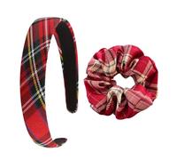 1 Pezzo Di Fascia A Quadri, 1 Pezzo Di Anello Per Capelli Intestini Crasso, Classica Fascia Per Capelli In Tessuto, Decorazione Di Fissaggio In Stile Capelli