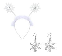 1 Pezzo Di Fascia Con Fiocco Di Neve E 1 Paio Di Orecchini Con Fiocco Di Neve, Fascia Carina, Accessori Per Costumi Da Festa, Gioielli A Tema Invernale