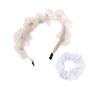 1 Pezzo Di Fascia Di Fiori Simulata E 1 Pezzo Di Anello Di Capelli Bianco, Accessori Per Capelli Semplici Ed Elei, Anelli Elastici Per Capelli, Accessori Per Capelli Dolci E Carini.