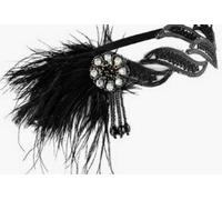 1 Pezzo Di Fascia Di Piume Del 1920 E 1 Paio Di Guanti, Design Decorativo Con Strass, Stile Retrò Nero, Materiale Leggero, Gioielli In Stile Festa.