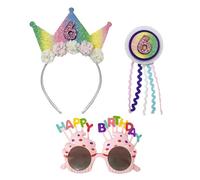 1 Pezzo Di Fascia Per Capelli, 1 Pezzo Di Distintivo, 1 Pezzo Di Occhiali, Compleanno Digitale Fascia Per Capelli, Lampeggiante Nastro Distintivo, Compleanno Decorazione Forniture.