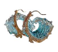 1 pezzo di gioielli per giuramento sull'oceano - gioielli a tema marino estivo, collana con onda blu 'oceano | Gioielli con onde oceaniche con zirconi per regalo di ispirazione per il compleanno