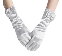 1 Pezzo Di Guanti Bianchi Con Prua Per Bambini, Semplice Colore Solido, Guanti Elei E Alla Moda Per Ragazze, Morbidi E Confortevoli Accessori Per Abbigliamento Per Feste.