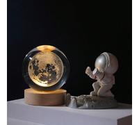 1 pezzo di lampada notturna sfera di cristallo USB incisa al laser in 3D, sfera di vetro con base illuminata, ornamento da tavolo per la decorazione della casa Tagli Unica,Modello da basket,Modello Ga