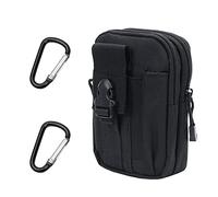 1 pezzo di marsupio esterno con 2 moschettone in lega di alluminio, borsa accessori multifunzione, marsupio impermeabile portatile, borsa per cellulare, adatto per ciclismo e trekking (nero)