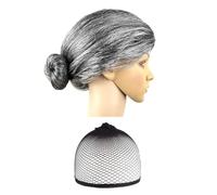 1 Pezzo Di Parrucca Di Vecchia Signora, Con 1 Pezzo Di Rete Per Capelli, Oggetti Di Ruolo, Parrucche Divertenti E Forniture Per La Festa Per Il Trucco.