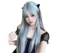 1 pezzo di parrucche sintetiche resistenti al calore, capelli diritti di multi-colori, lunghezza 28 pollici, realizzati in fibra, adatti per l'uso quotidiano, finta capigliatura naturale e realistica 