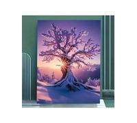 1 pezzo di stampa su tela con albero ghiacciato e alba invernale, maestoso paesaggio montano innevato, decorazione per soggiorno e ufficio, 50x75 cm, senza cornice