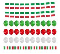 1 Pezzo Di Stendardo Con Bandiera Italiana, 10 Pezzi Di Bandiere Italiane Sventolate a Mano, 30 Pezzi Di Palloncini, Set Di Decorazioni per Feste a Tema Italiano, Forniture per Feste per Fan
