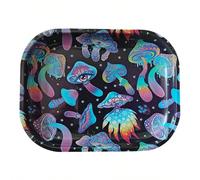 1 pezzo di vassoio rotante in metallo per il festival di Ognissanti, vassoio in metallo resistente per arrotolare, design portatile, regalo per amici e famiglia (funghi fantastici) 1 pz - 7,1x4,7 poll