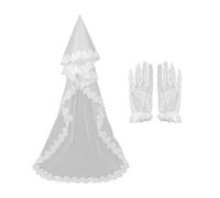 1 Pezzo Di Velo Da Sposa E 1 Paio Di Guanti, Pizzo Semplice Ed Elee, Accessori Da Sposa Romantici, Adatti Per Feste Di Matrimonio E Servizi Fotografici Di Matrimonio.