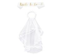 1 pezzo di velo di ghirlanda, 1 pezzo di tracolla cerimoniale, copricapo da sposa, velo da sposa, copricapo di ghirlanda, velo testurizzato multistrato