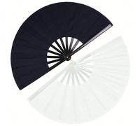 1 pezzo di ventaglio piegabile da donna - ventaglio per rave - grande ventaglio pieghevole | Ventaglio in tessuto di nylon e stoffa vintage vintage, decorazioni per danza kung fu tai chi festival cine