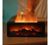 1 pezzo Diffusore di aromi a forma di camino USB da 150ml, umidificatore ultrasonico a fiamma con luce LED e telecomando, adatto come regalo per la casa, l'ufficio, il Natale o il compleanno nero,Bian