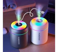 1 pezzo Diffusore di aromi con luce a colori cangianti, luce notturna portatile USB, umidificatore d'aria per casa, ufficio, camera da letto, auto, lampada da scrivania silenziosa e colorata Bianco,ne